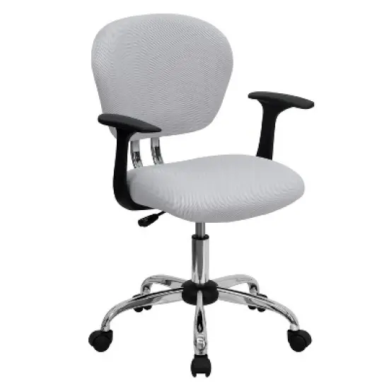 Emma and Oliver Mid-Back Mesh Padded Swivel Task Office Chair with Chrome Base and Arms image {6}