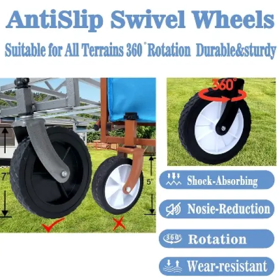 Collapsible Wagon Cart Foldable,Wagons Carts Foldable with Wheels with Drink Holders,for Shopping,Garden,Sports,Groceries,Apartment,Camping,Outdoor image {2}