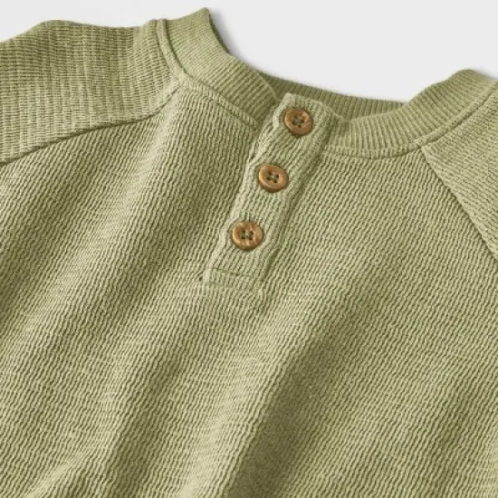 Grayson Collective Baby Boys' Ponte Henley Top & Jogger Pants Set - Olive Green image {1}