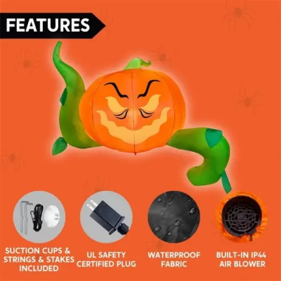 Joyfy 7.5FT Halloween Inflatables Outdoor Decorations, 3 Pcs Window Inflatable Pumpkin Head with Tentacles for Halloween Party Roof Outside Decoration image {5}