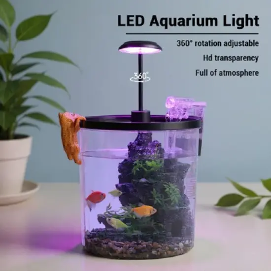 Small Fish Tank, 1.3 Gallon Betta Aquarium Starter Kit with LED Light & Filter - Desktop Mini Aquarium for Betta Fish, Shrimp, Snails image {3}