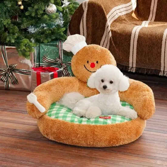 ZEZE Gingerbread Man Hug Pet Sofa Bed-Multicolored image {2}