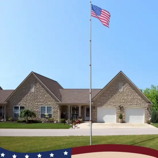 Yescom 30 ft Telescopic Lightweight Aluminum Flag Pole Kit image {1}