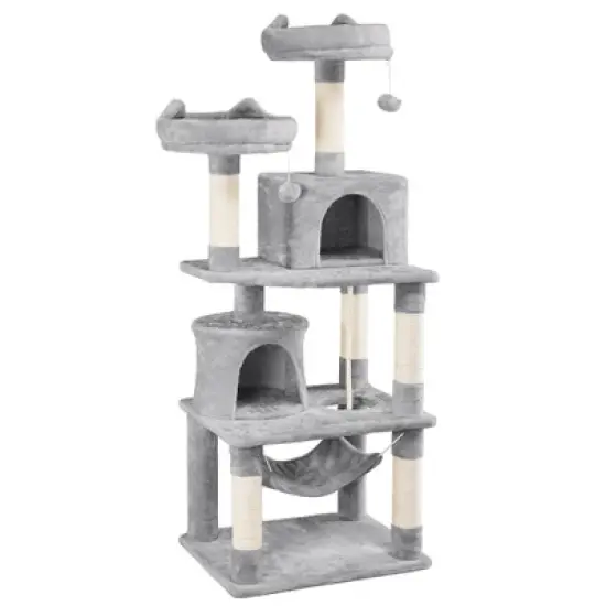 Yaheetech 62.2"H 3-Level Cat Tower with 2 Condos for Indoor Cats image {9}