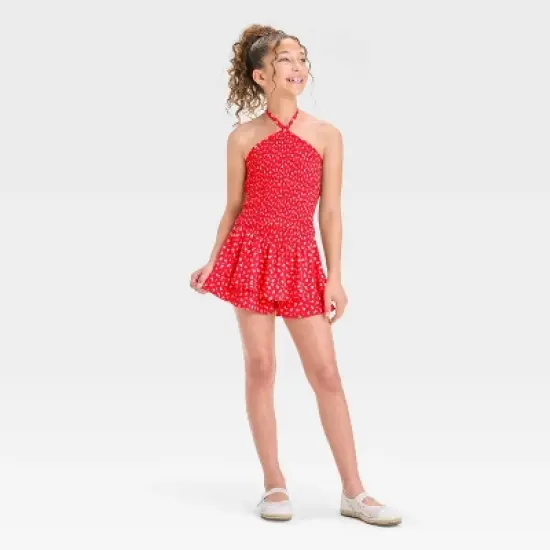 Girls' Smocked Floral Woven Halter Top - art class&trade; image {2}