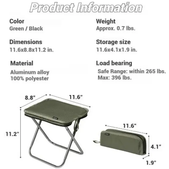 Naturehike,Folding Camping Stool,Portable Mini Camping Chair, Lightweight Aluminium Alloy Chair, Small Backpacking Stool with Thickened Seat Cushion image {2}