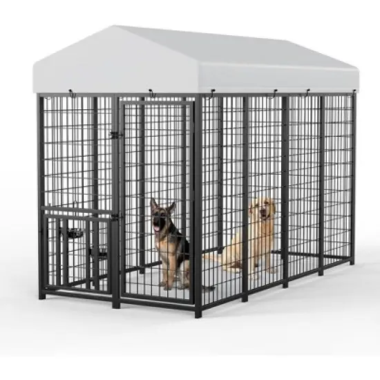 LOVMOR Large Dog Kennel Outdoor Pet Pens Dogs Run Enclosure Animal Hutch Metal Coop Fence with Rotating Bowl image {7}