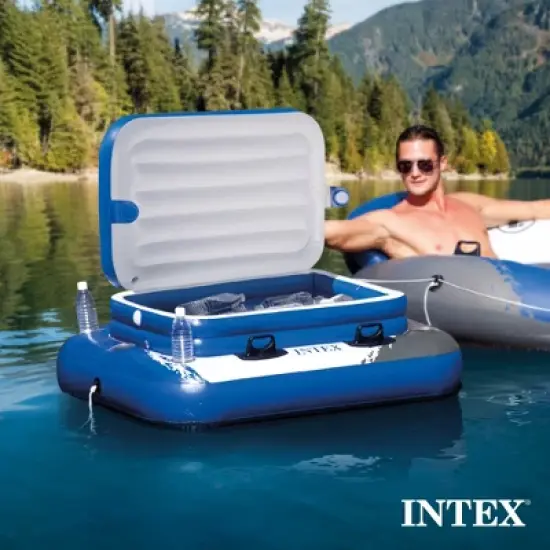 Intex Inflatable Mega Chill II 72 Can Beverage Cooler Float with Lid, 2 Pack image {4}