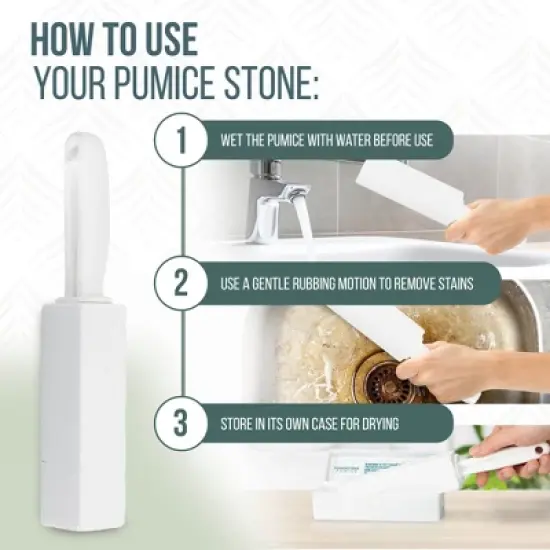 Powerstone Pumice Toilet Bowl Cleaner with Handle (4-pack) - A Solution for Hard Water Stains on Toilets, Grills, Tiles, Grout & Pools image {3}