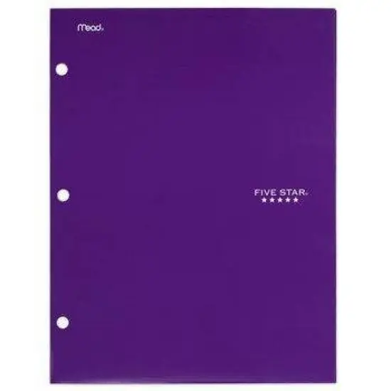 Mead Five Star 4 Pocket Solid Paper Folder (Colors May Vary): Multicolor Stationery, 3 Hole Punched, 25 Sheet Capacity image {10}
