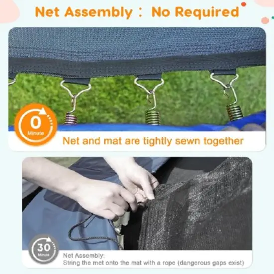 GustoWave Trampoline 10FT with Enclosure & Ladder, ASTM Approved Heavy-Duty Outdoor Recreational Trampoline for Kids Adults, 440LB Capacity image {4}