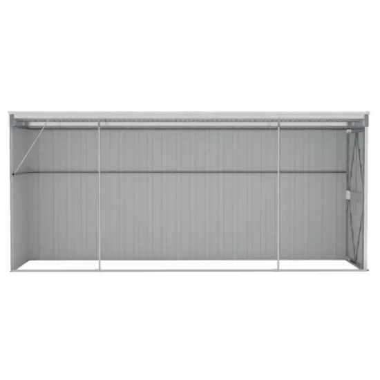 vidaXL Storage Shed Wall-mounted Garden Shed for Backyard Galvanized Steel - Gray 46.5" x 150.4" x 70.1" image {4}