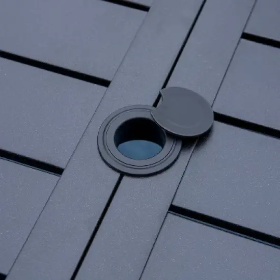 Outdoor Rectangle Steel Dining Table - Black - Captiva Designs image {2}