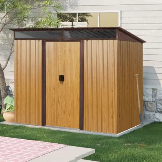 CAVINAS Multi-Functional Outdoor Storage Shed with Lockable Sliding Doors and Transparent plate image {5}