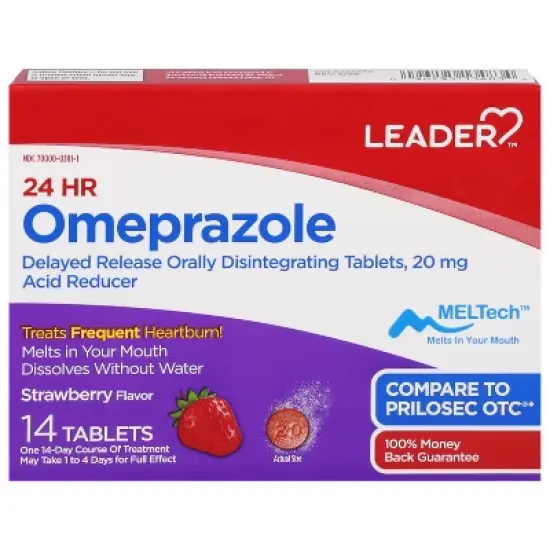 Leader Tablets 20 mg Strawberry Flavor Omeprazole 14 Tablets image {7}