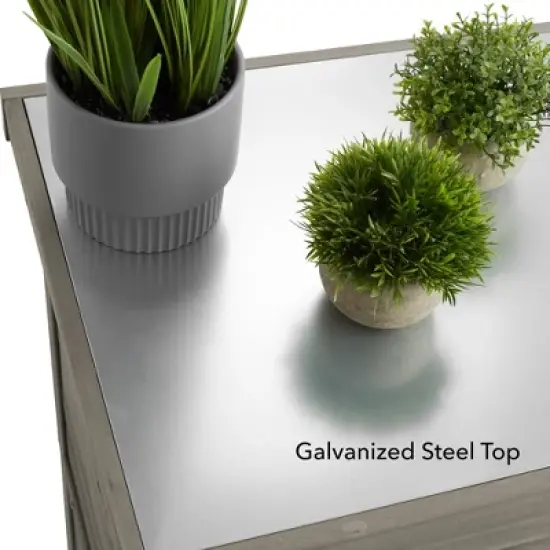 Casafield Outdoor Storage Cabinet and Potting Bench with Metal Tabletop and Storage Cabinet - Wooden Outdoor Garden Patio Workstation Table image {4}