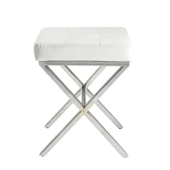 Evon Vanity Bench White/Chrome - Carolina Chair & Table image {1}