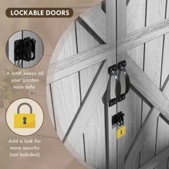 Resenkos Storage Garden Shed,Garden Sheds,Outdoor Storage Cabinet Garden Shed with Waterproof Asphalt Roof and Lockable Doors, Gray image {10}