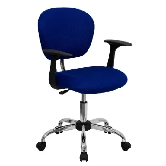 Emma and Oliver Mid-Back Mesh Padded Swivel Task Office Chair with Chrome Base and Arms image {18}