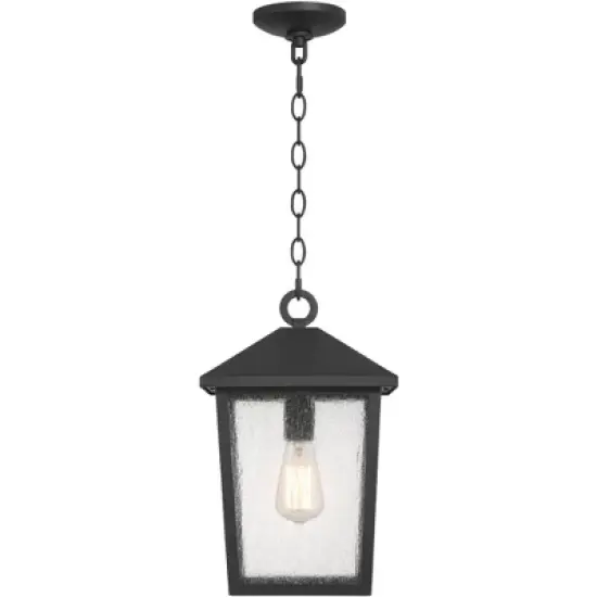 John Timberland Westmont 15 3/4" High Modern Outdoor Pendant Light Fixture Ceiling Porch House Hanging Sand Black Aluminum Seeded Glass Shade image {6}