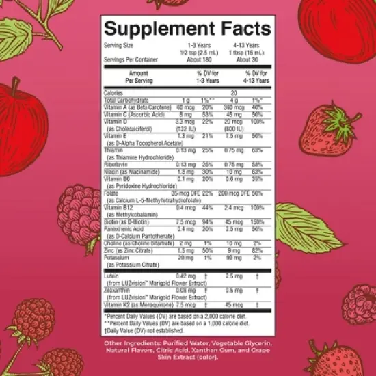 Kids Liquid Multivitamin with Lutein Apple Berry Blast 15.22 fl oz image {1}