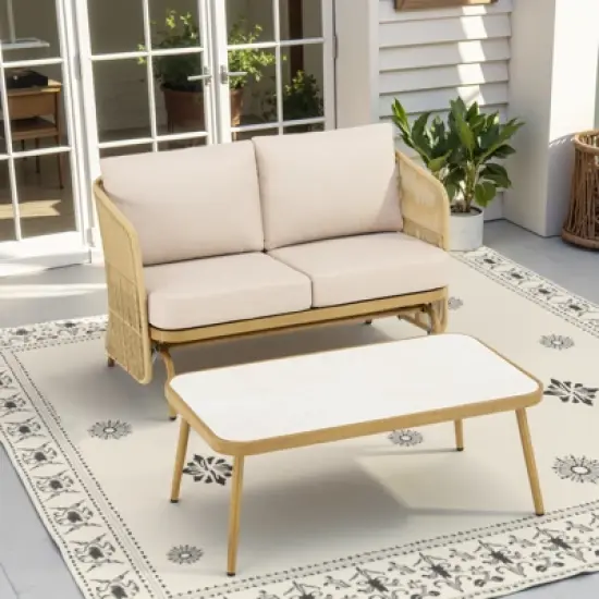 Outdoor Patio Furniture Set All Weather Wicker Conversation Set image {12}