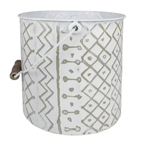 Multi Pattern Bucket Planter Metal & Wood - Foreside Home & Garden image {4}
