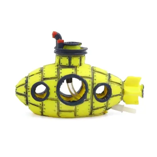 Unique Bargains Aquarium Fish Tank Decoration Bubble Maker Yellow Spaceship Ornament 5.12"x2.36"x3.15" image {5}