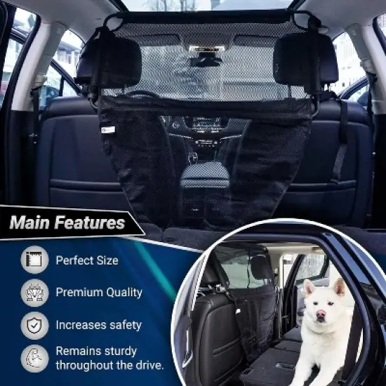 Zone Tech Car Dog Mesh Pet Barrier - Premium Quality Super Safe Universal Large Padded Steel with Full Mesh Cover Fit for Cars, Trucks and SUV&rsquo;s image {5}