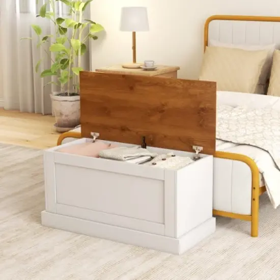 Tangkula 35.5" Storage Chest Lift Top Storage Box w/ Safety Hydraulic Strut & Metal Hinges image {1}