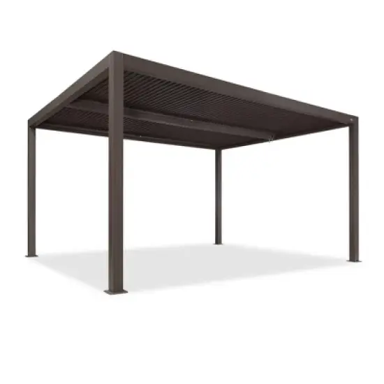 PURPLE LEAF Outdoor Louvered Pergola Sun Shade Outside Canopy with Aluminum Roof for Pool Hot Tub Backyard Garden Pavilion Patio Hardtop Gazebo image {11}