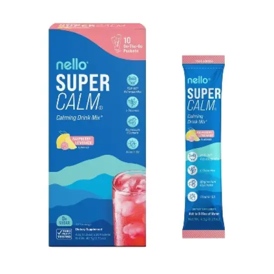 Nello Supercalm Calming Drink Mix Supplement Powder - Raspberry Lemonade - 10ct image {6}