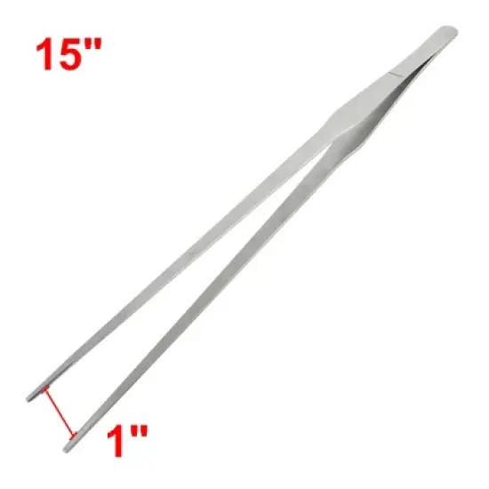 Unique Bargains Aquarium Stainless Steel Utensil Plant Clipping Straight Tweezer Clamp 15" image {1}