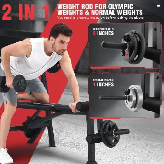 OPPSDECOR 900LBS Fold Weight Bench Set with Squat Rack Adjustable Workout Press Bench with Leg Extension & Leg Curl, Incline Decline Flat for Home Gym image {5}