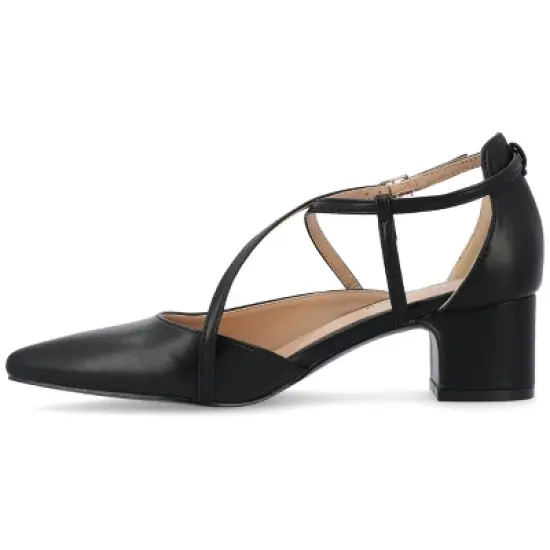 Journee Collection Womens Galvinn Crisscross Strap Pointed Toe Pumps image {1}