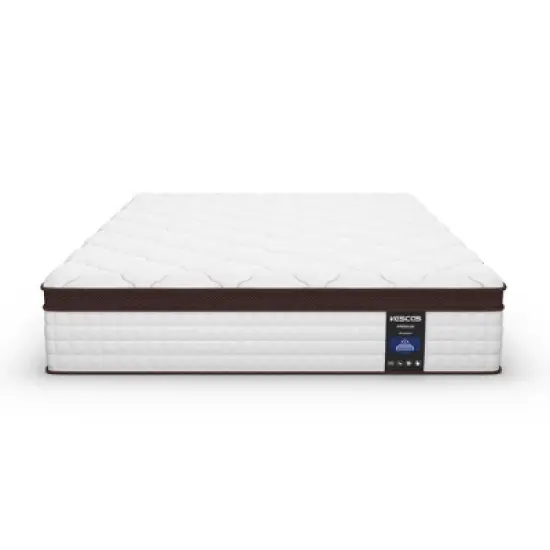 Kescas Euro Top 12" Individually Pocket Innerspring Hybrid Mattress - Compatible with Platform Bed, Box Spring, or Slat Base image {7}