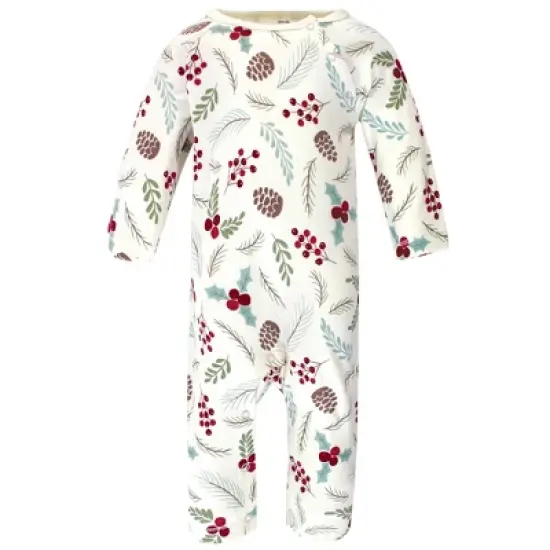 Touched by Nature Baby Girl Organic Cotton Coveralls 3pk, Holly Berry image {1}