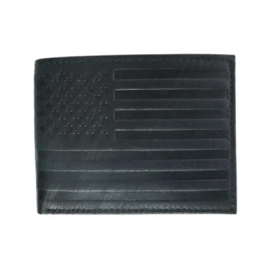 CTM Men's Leather American Flag Embossed Bifold Wallet image {5}