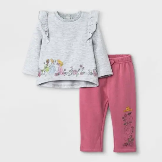 Baby Girls' 2pc Disney Princess Fleece Pullover and Jogger Set - Burgundy image {5}