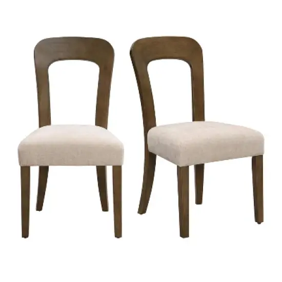 Set of 2 Elegant Wooden Dining Chairs with Chenille Upholstered Seat, Solid Rubberwood Frame - Christopher Knight Home image {4}
