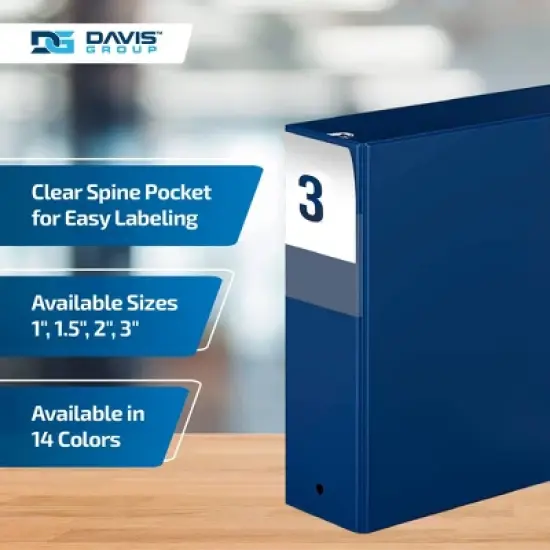 Premium Economy 3" Round Ring Binder 6pk Royal Blue: Davis Group, Hard Cover, 600 Sheet Capacity, 2 Pockets, Polypropylene image {4}