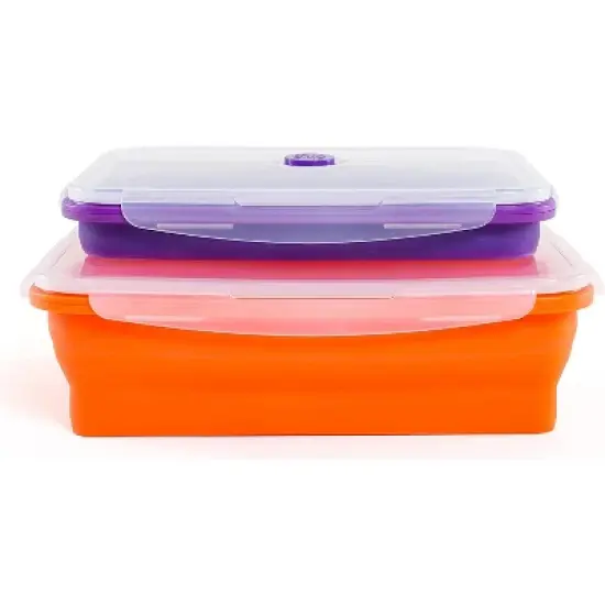 Kitchen + Home Thin Bins Collapsible Containers - Set of Silicone Food Storage Containers image {8}
