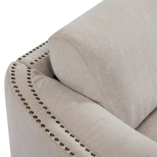Stylish Sofa with Semilunar Arm, Rivet Detailing, and Solid Frame-ModernLuxe image {7}