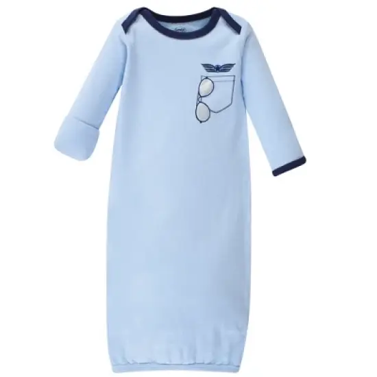 Luvable Friends Baby Boy Cotton Long-Sleeve Gowns 3pk, Airplane, 0-6 Months image {2}