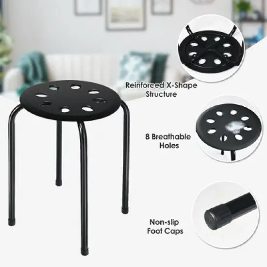 Costway Set of 6 Portable Plastic Stack Stools Backless Classroom Seating image {9}