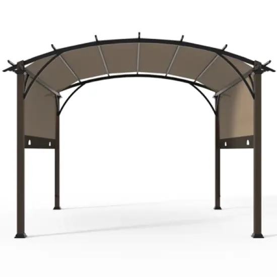 EAGLE PEAK 11.4x11.4 Outdoor Pergola with Retractable Textilene Sun Shade Top image {6}