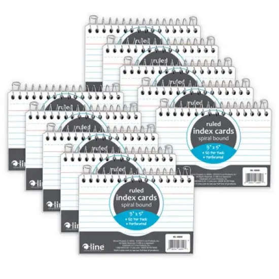 C-Line&reg; Spiral Bound Index Card Notebook, 3" x 5", 50 Cards, Ruled, Pack of 10 image {4}