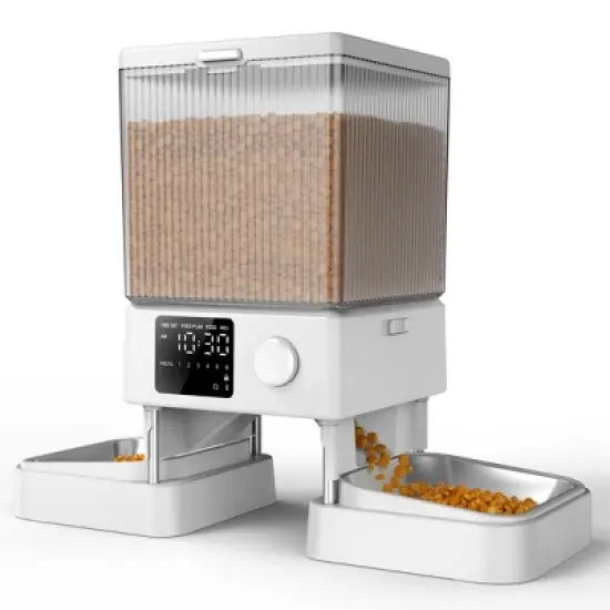 Oneisall PFD-002 Automatic Dog and Cat Feeder - 5L, Timed Dispenser for 2 Cats, Dual Bowls, Pet Dry Food Dispenser image {8}