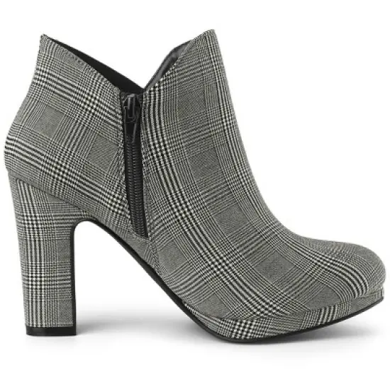 Allegra K Women's Round Toe Chunky Heeled Ankle Heel Boots image {6}