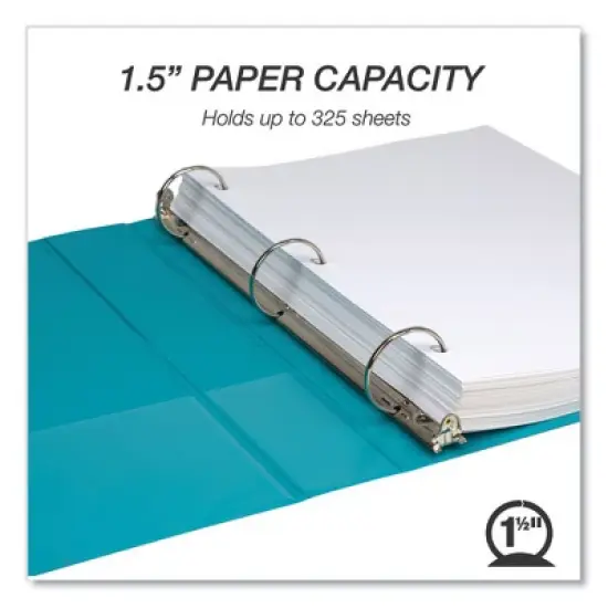 Samsill Earth's Choice Plant-Based Economy Round Ring View Binders, 3 Rings, 1.5" Capacity, 11 x 8.5, Teal, 2/Pack image {1}